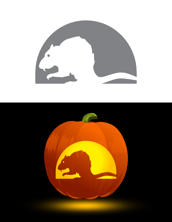 Printable Scary Rat Pumpkin Stencil