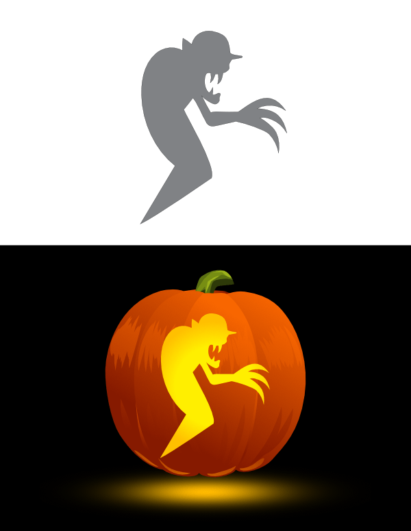 Printable Scary Shadow Pumpkin Stencil