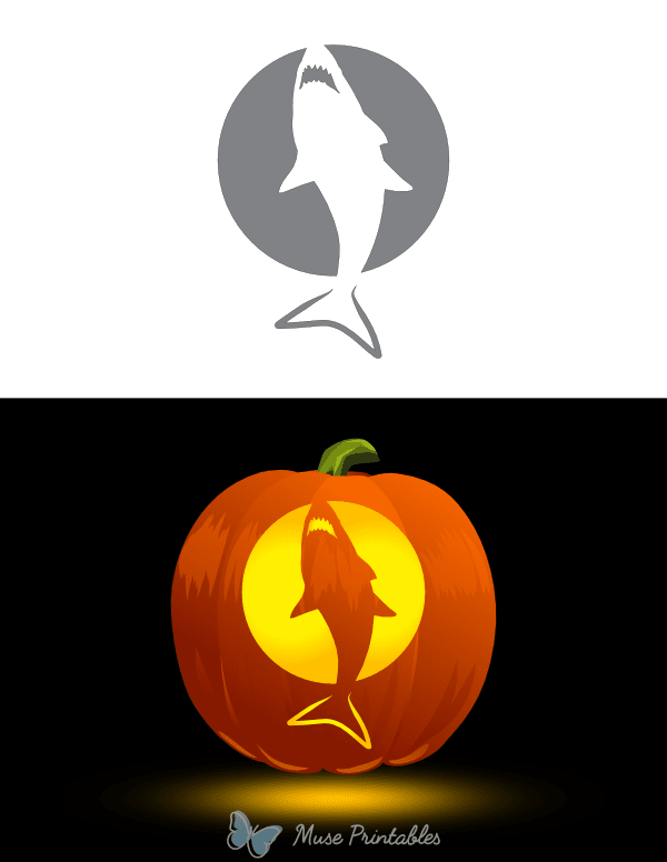 Scary Shark Pumpkin Stencil