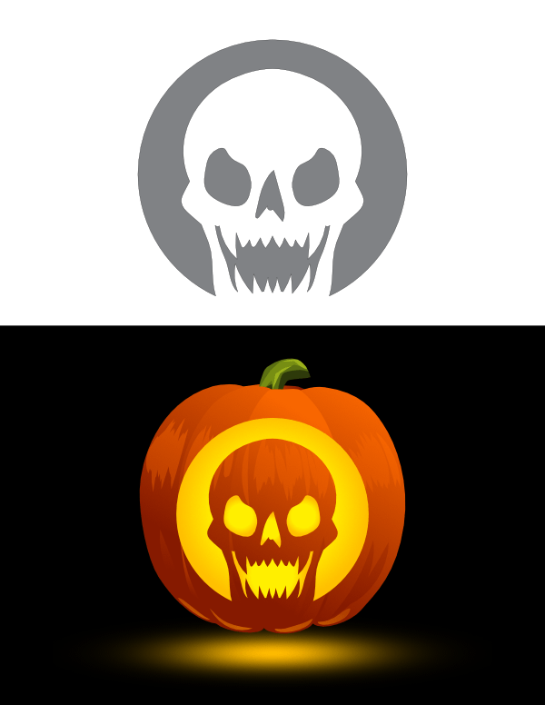 skull pumpkin carving template
