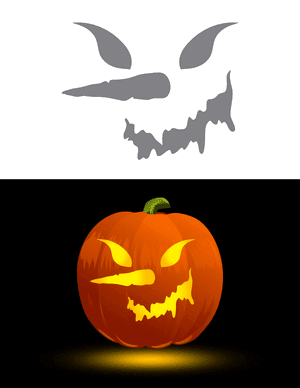 Scary Snowman Face Pumpkin Stencil