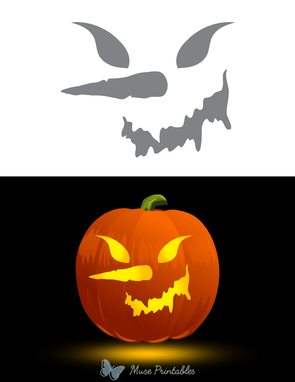 Scary Snowman Face Pumpkin Stencil