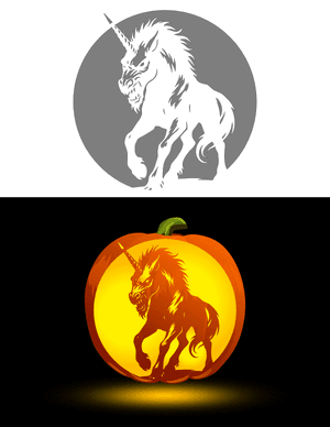 Scary Unicorn Pumpkin Stencil