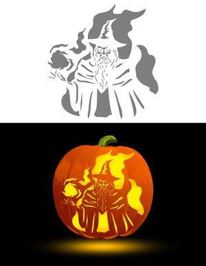 Scary Wizard Pumpkin Stencil