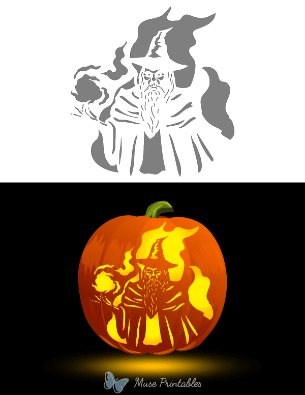 Scary Wizard Pumpkin Stencil