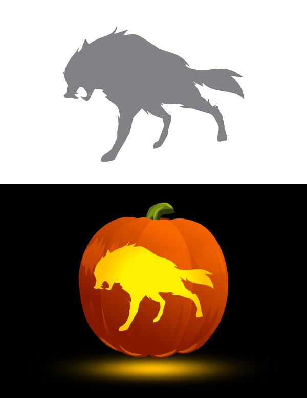 Printable Scary Wolf Pumpkin Stencil