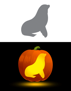Sea Lion Outline Pumpkin Stencil