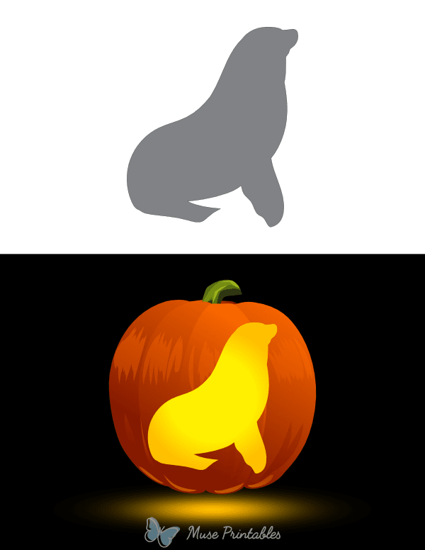 Sea Lion Outline Pumpkin Stencil