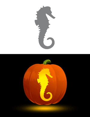 Seahorse Outline Pumpkin Stencil