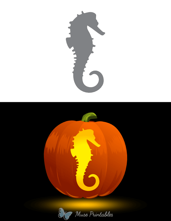 Seahorse Outline Pumpkin Stencil