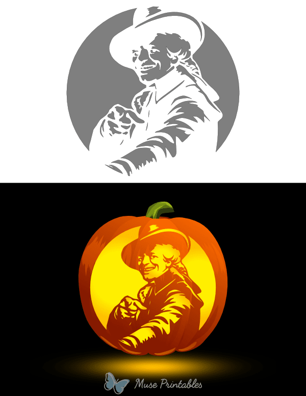 Self Portrait in a Mocking Pose Pumpkin Stencil
