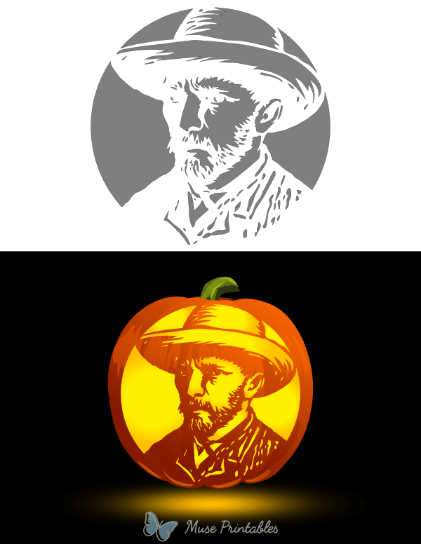 Self Portrait With a Straw Hat Pumpkin Stencil