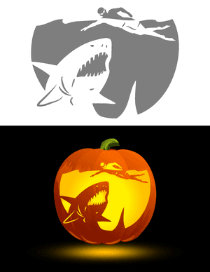 Shark and Swimmer Pumpkin Stencil