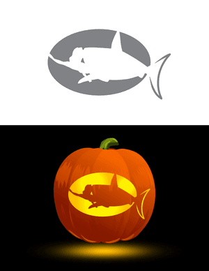 Shark Attacking Person Pumpkin Stencil