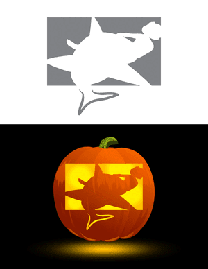 Shark Attacking Swimmer Pumpkin Stencil