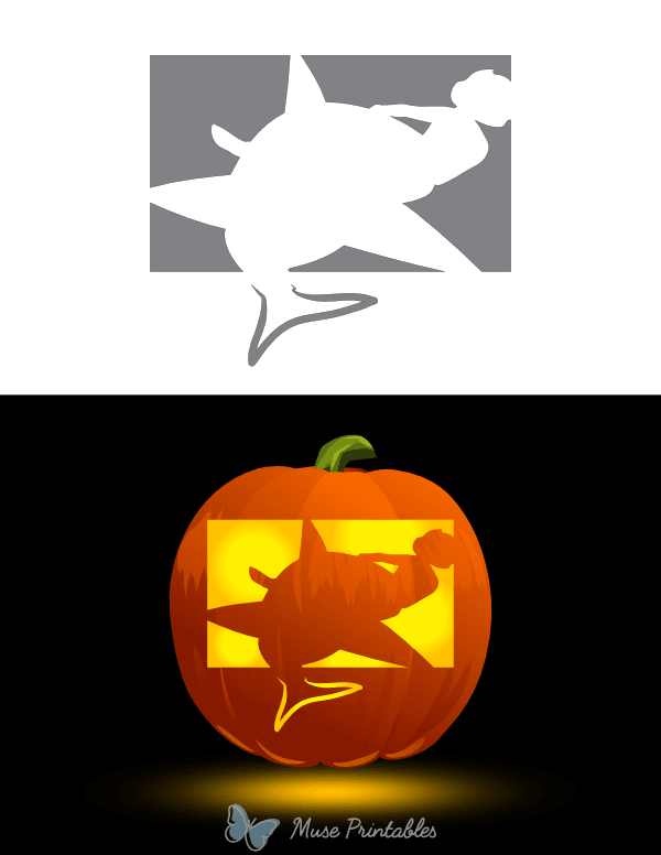 Shark Attacking Swimmer Pumpkin Stencil