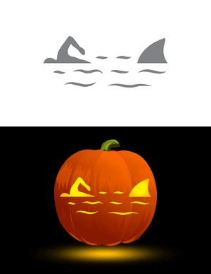 Shark Chasing Swimmer Pumpkin Stencil