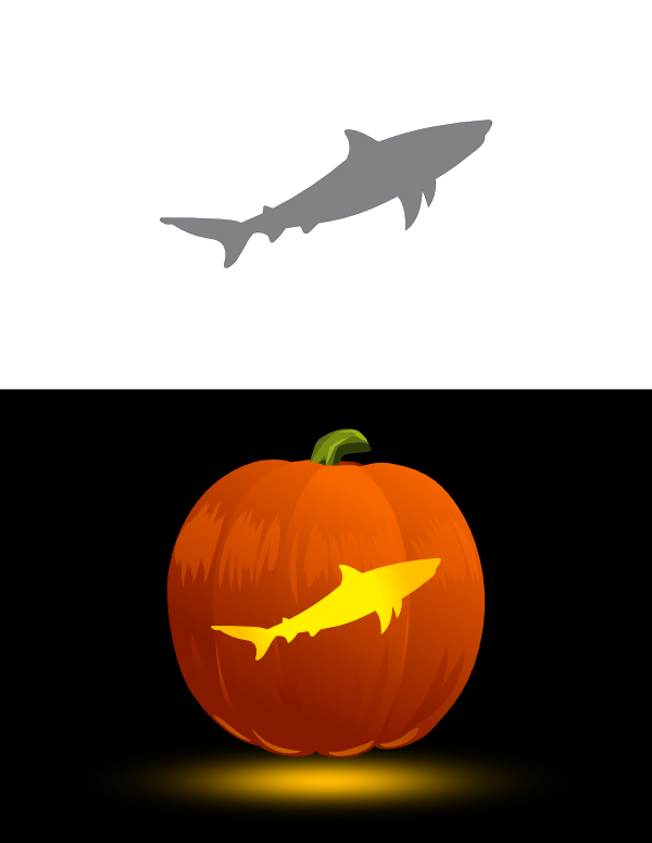 Printable Shark Side View Pumpkin Stencil