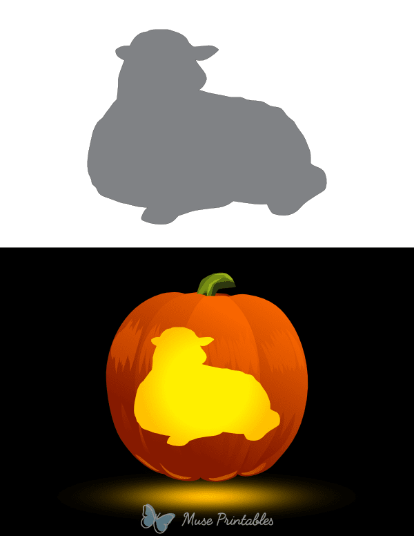 Sheep Lying Down Pumpkin Stencil