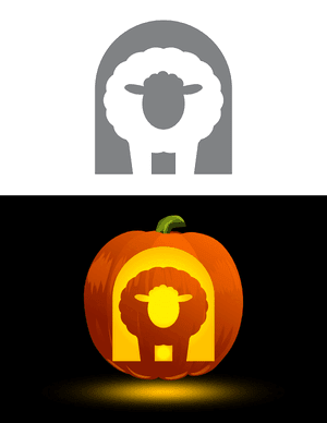 Sheep Outline Pumpkin Stencil