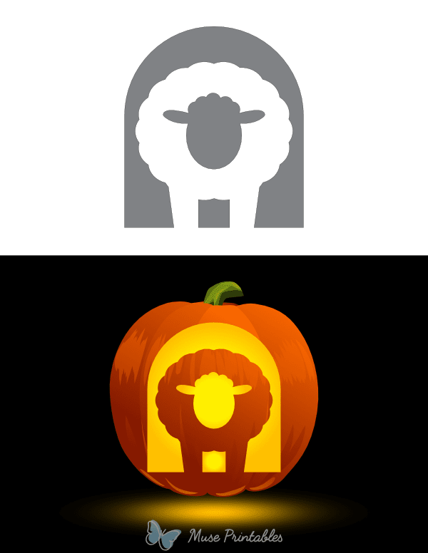 Sheep Outline Pumpkin Stencil