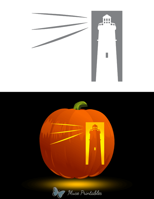 Shining Lighthouse Pumpkin Stencil