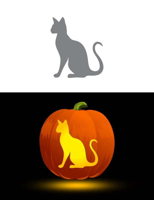 Printable Siamese Cat Pumpkin Stencil