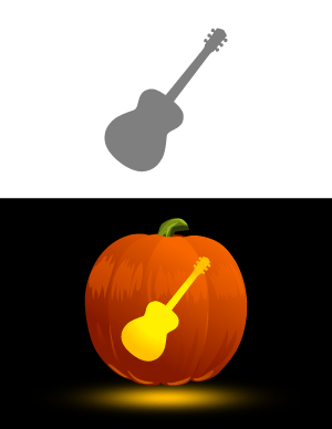 Simple Acoustic Guitar Pumpkin Stencil