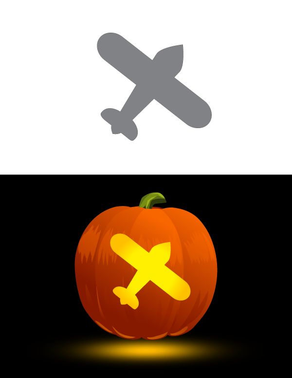 Printable Simple Airplane Pumpkin Stencil