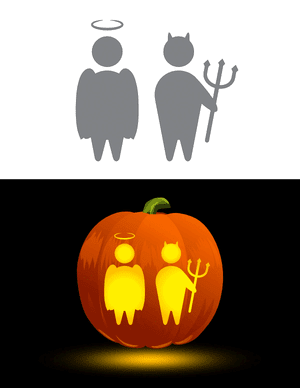 Simple Angel and Devil Pumpkin Stencil