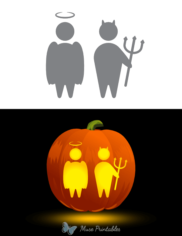 Simple Angel and Devil Pumpkin Stencil