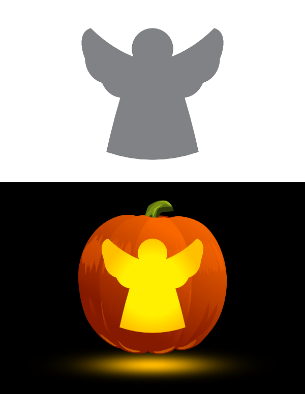 Printable Simple Angel Pumpkin Stencil