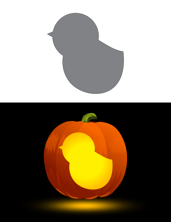 Simple Baby Chick Pumpkin Stencil