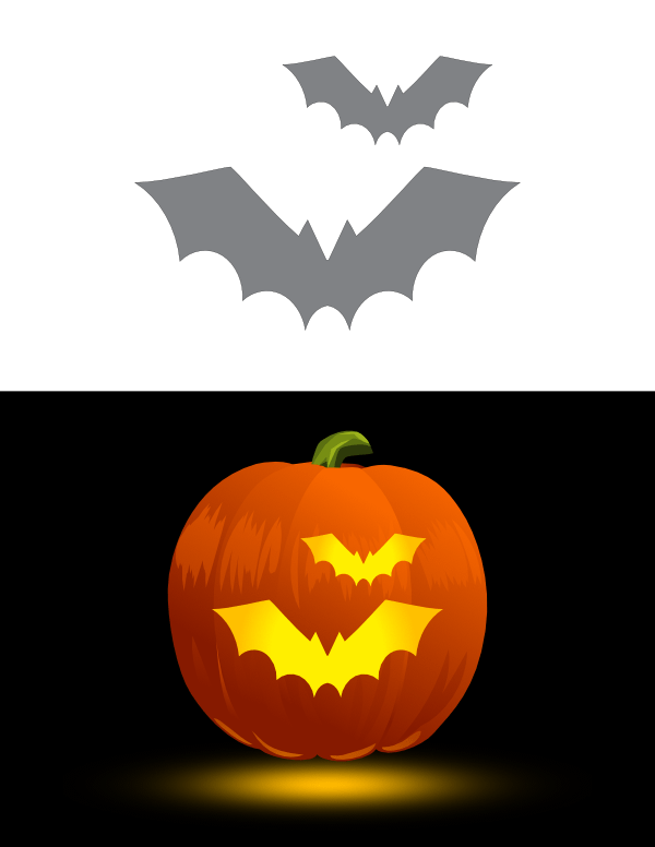 Printable Simple Bats Pumpkin Stencil