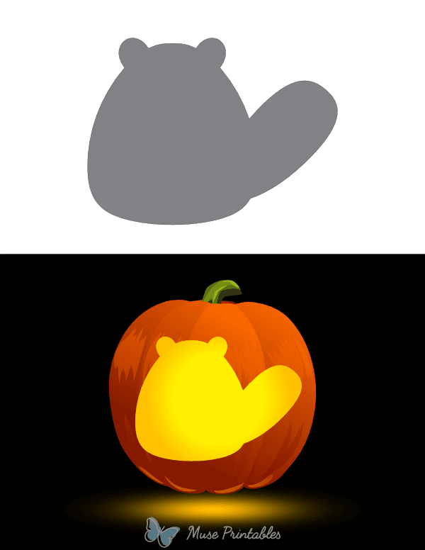 Printable Simple Beaver Outline Pumpkin Stencil