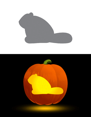 Simple Beaver Silhouette Pumpkin Stencil