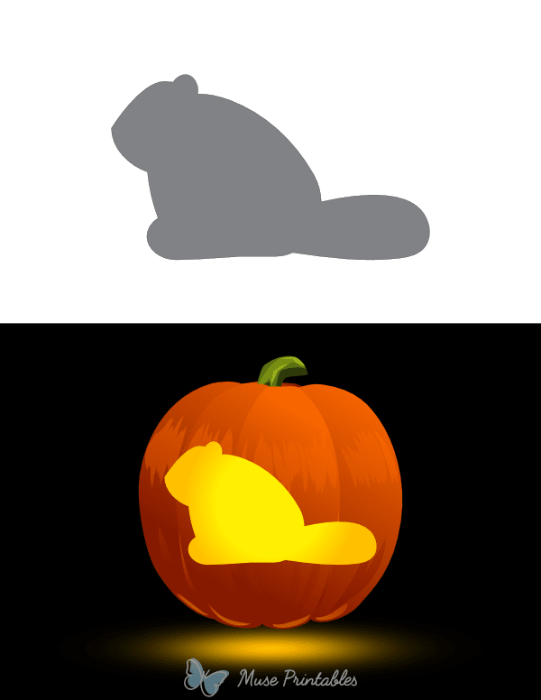 Simple Beaver Silhouette Pumpkin Stencil