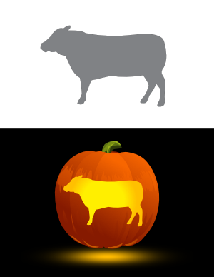 Simple Beef Cow Pumpkin Stencil