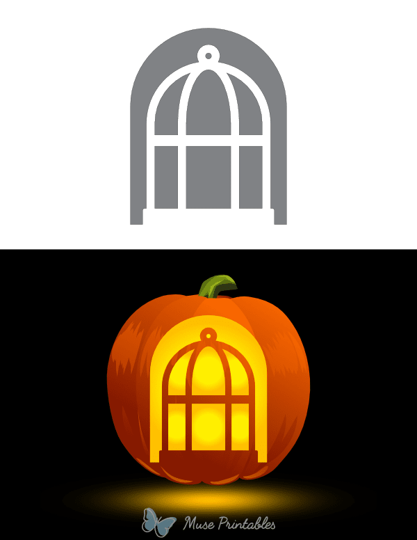 Simple Bird Cage Pumpkin Stencil