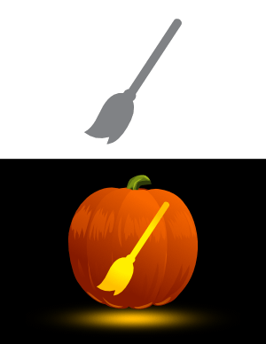 Simple Broom Pumpkin Stencil