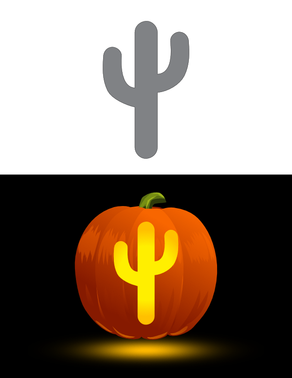 Simple Cactus Pumpkin Stencil