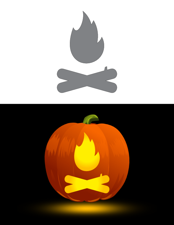 Simple Campfire Pumpkin Stencil