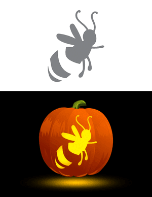 Simple Cartoon Bee Pumpkin Stencil