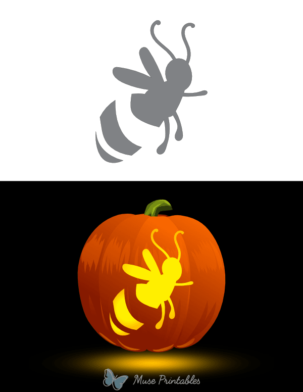 Printable Simple Cartoon Bee Pumpkin Stencil