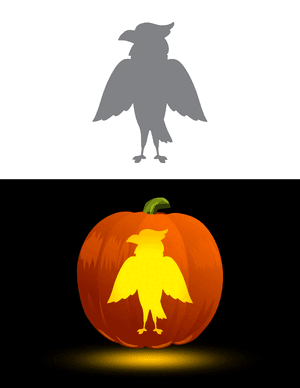 Simple Cartoon Eagle Pumpkin Stencil