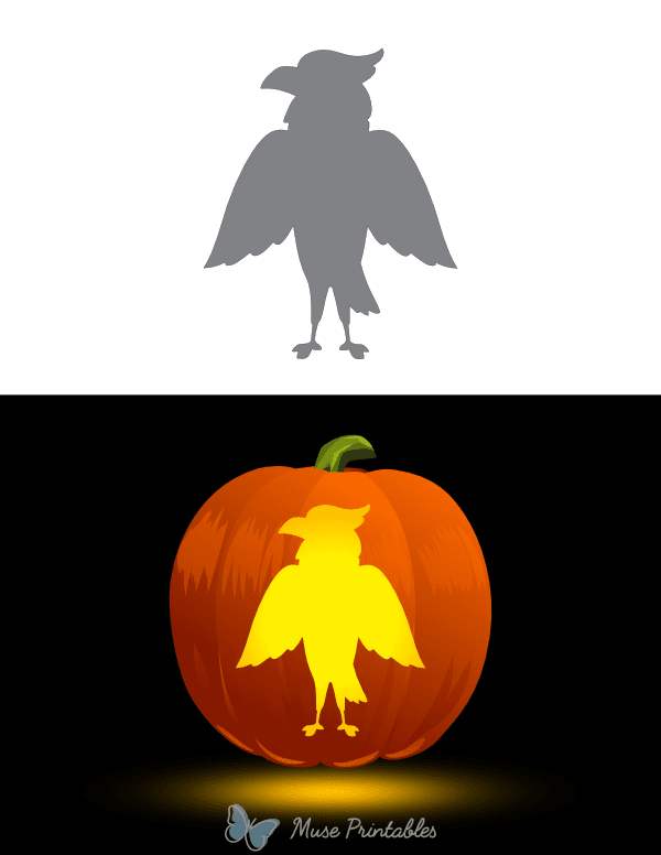 Simple Cartoon Eagle Pumpkin Stencil