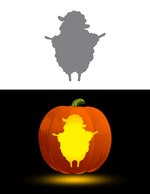 Simple Cartoon Sheep Pumpkin Stencil