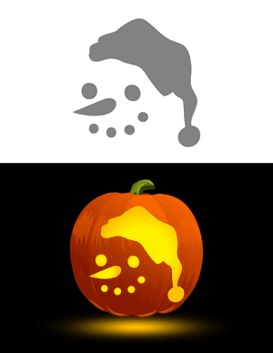 Simple Christmas Snowman Face Pumpkin Stencil