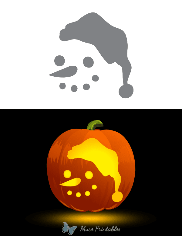 Simple Christmas Snowman Face Pumpkin Stencil