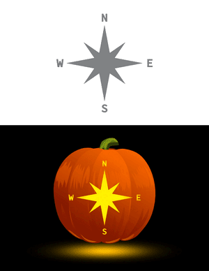 Simple Compass Star Pumpkin Stencil